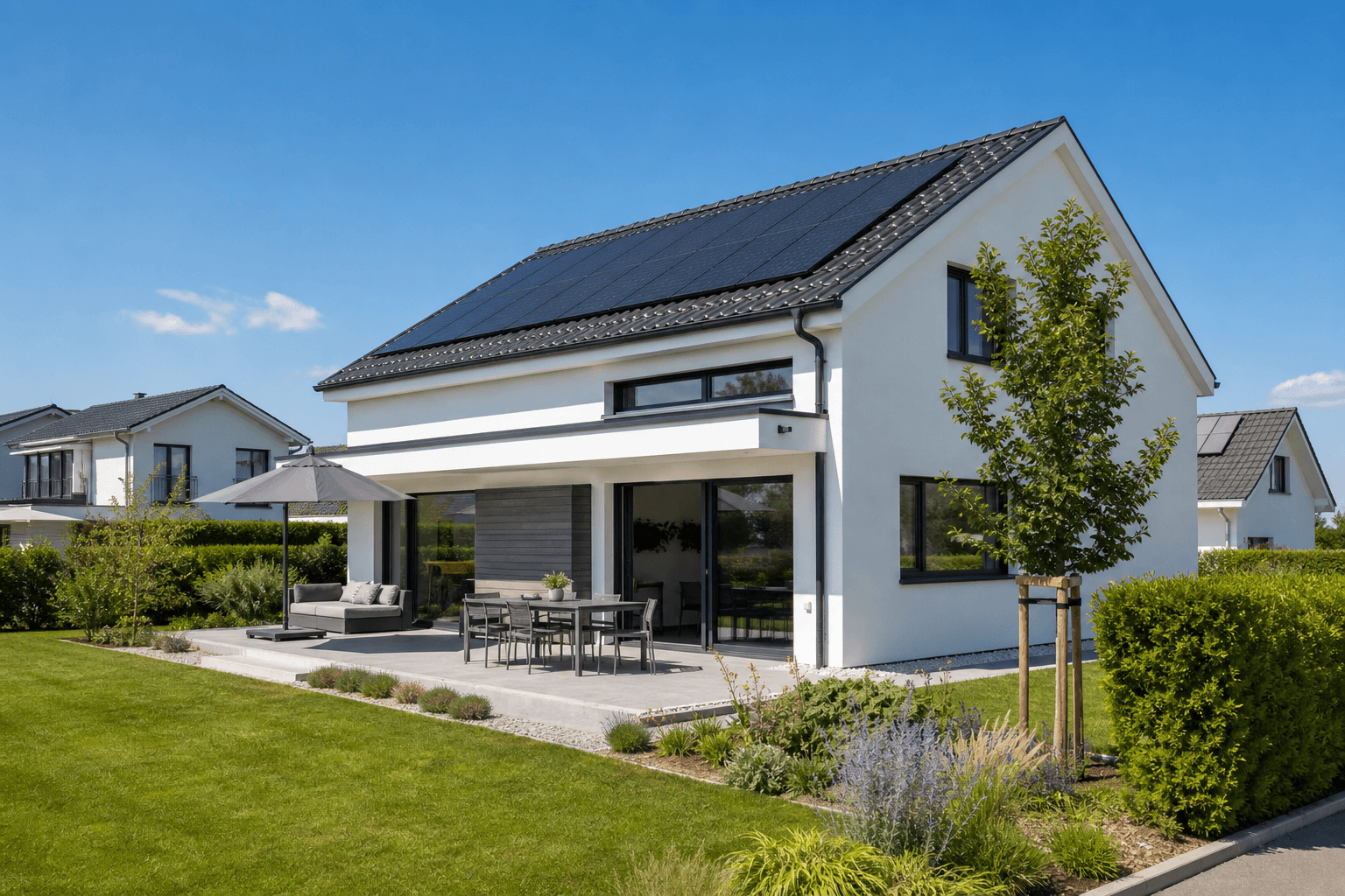 Photovoltaikanlage mit Modulbelegung auf dem Dach