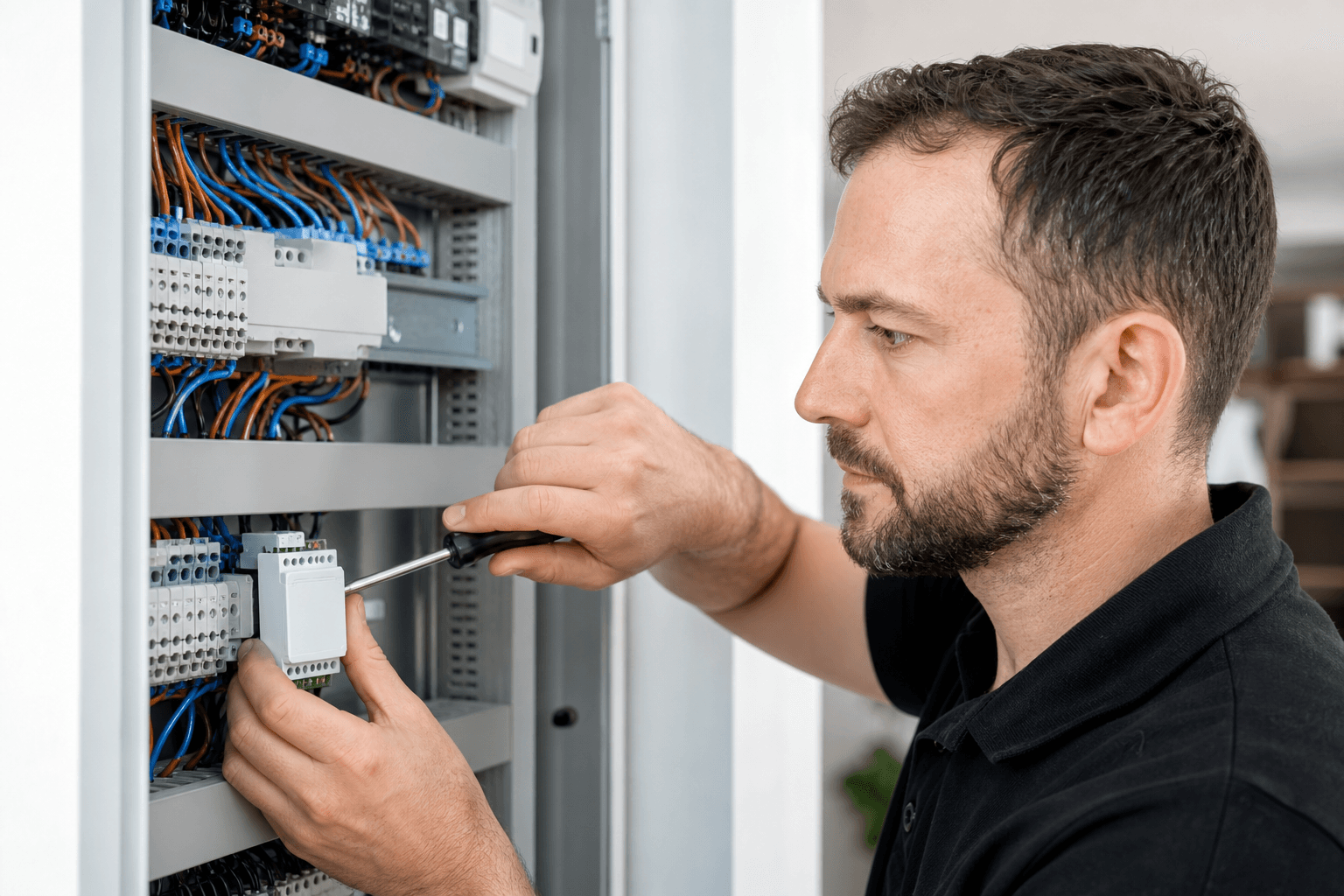 Installation eines Smart Home Moduls im Schaltschrank